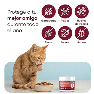 Antiparasitário em pó para gatos, proteção natural formulado com ingredientes naturais, vitaminas grupo B e zinco (100 gramas) - PetDoctors - Loja Online