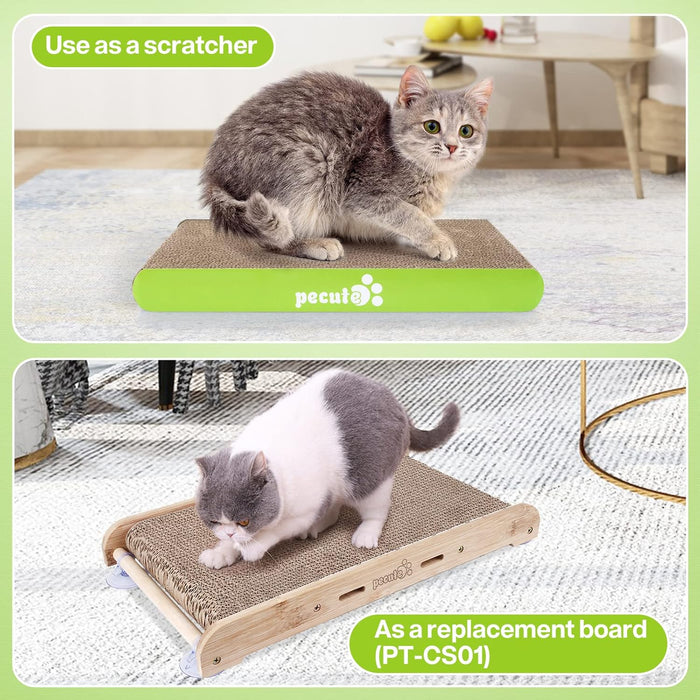 Arranhador para gatos com erva - gateira, tapete arranhador, suporte de bambu natural, com 4 ventosas resistentes e substituíveis - PetDoctors - Loja Online