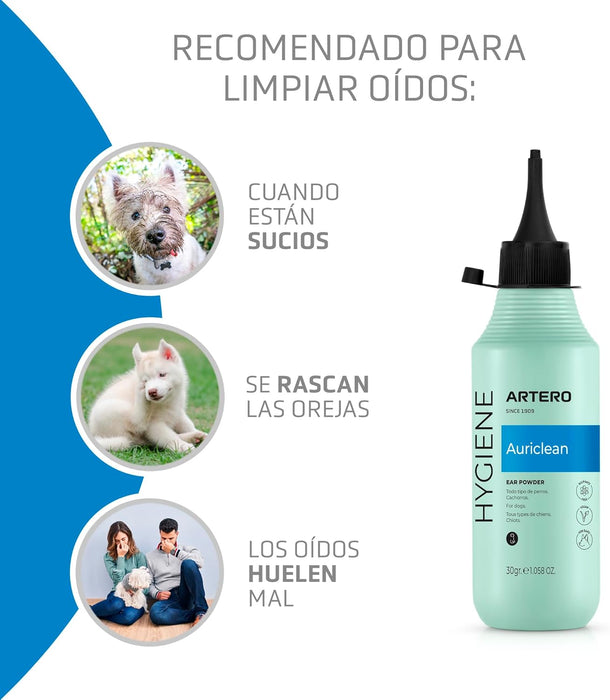 Artero Auriclean. Pó anti - séptico para remover os pêlos dos ouvidos de cães - PetDoctors - Loja Online