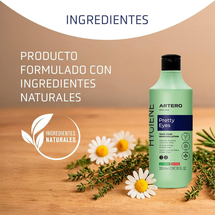 ARTERO Pretty Eyes. Limpador ocular e de área lacrimal. Remove manchas lacrimais de cães e gatos. Ingredientes naturais. Higiene para cães e gatos. - PetDoctors - Loja Online