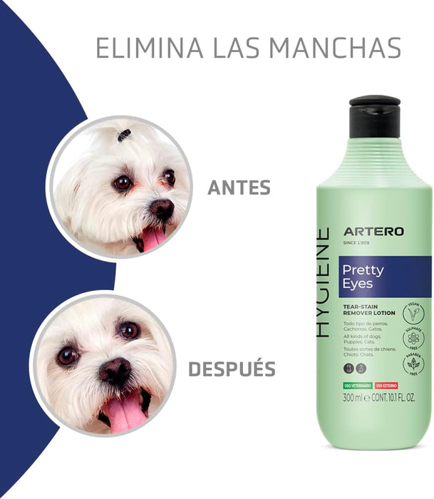 ARTERO Pretty Eyes. Limpador ocular e de área lacrimal. Remove manchas lacrimais de cães e gatos. Ingredientes naturais. Higiene para cães e gatos. - PetDoctors - Loja Online