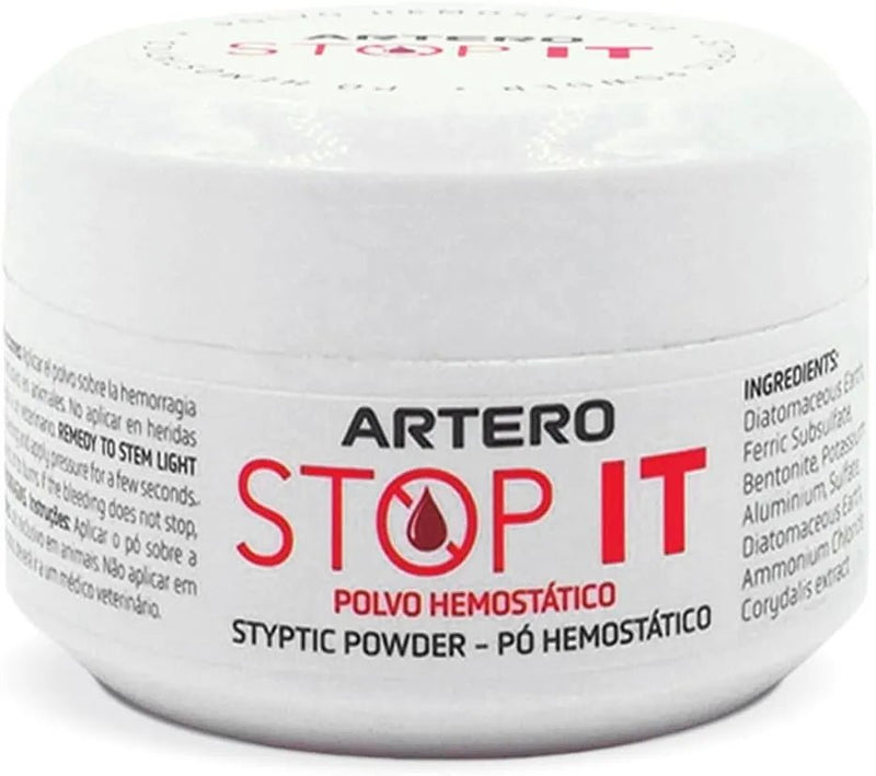 Artero Stop it. Pó hemostático para cortar as pequenas hemorragias produzidas pelo corte de unhas em cães e gatos - PetDoctors - Loja Online