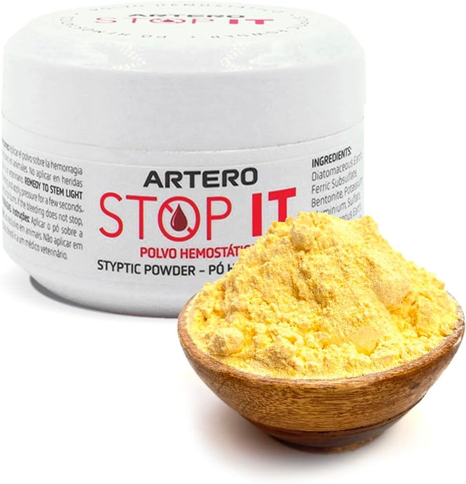 Artero Stop it. Pó hemostático para cortar as pequenas hemorragias produzidas pelo corte de unhas em cães e gatos - PetDoctors - Loja Online