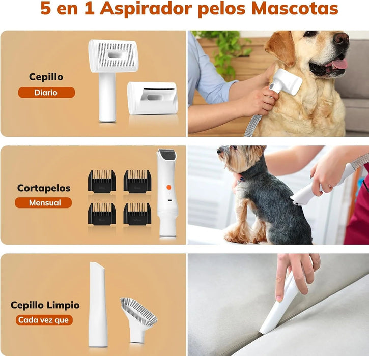 Aspirador para animais de estimação, máquina de cortar pêlo a cães com 3 litros, sucção potente - multifunções 5 em 1 - PetDoctors - Loja Online