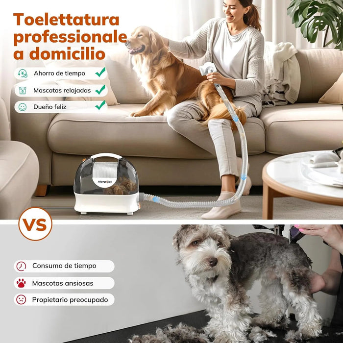 Aspirador para animais de estimação, máquina de cortar pêlo a cães com 3 litros, sucção potente - multifunções 5 em 1 - PetDoctors - Loja Online