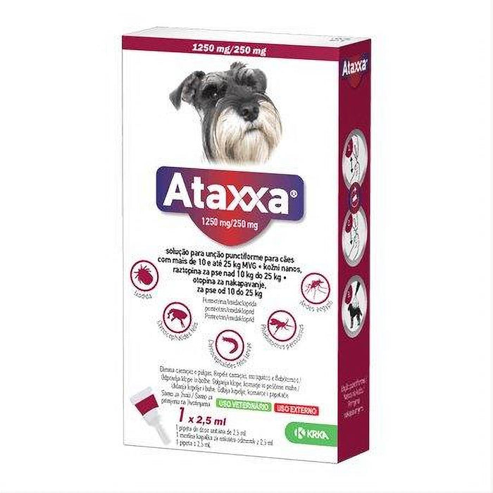 ATAXXA 1250/250mg, cães de 10kg - 25kg - Uma pipeta para o controlo de parasitas externos em cães (permetrina, imidacloprida) - PetDoctors - Loja Online