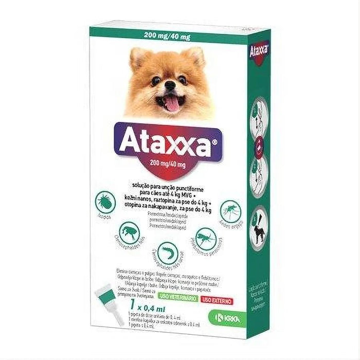 ATAXXA 200/40mg Pipeta Antiparasitária para Cães até 4kg | Anti - Pulgas e Carraças - PetDoctors - Loja Online