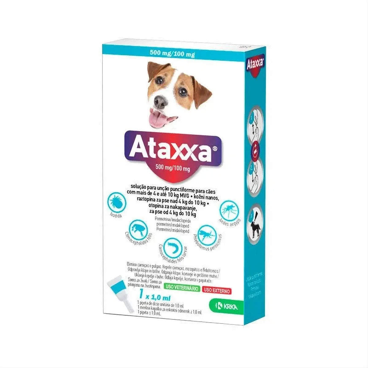 ATAXXA 500/100mg Pipeta Antiparasitária para Cães 4-10kg | Anti-Pulgas ...