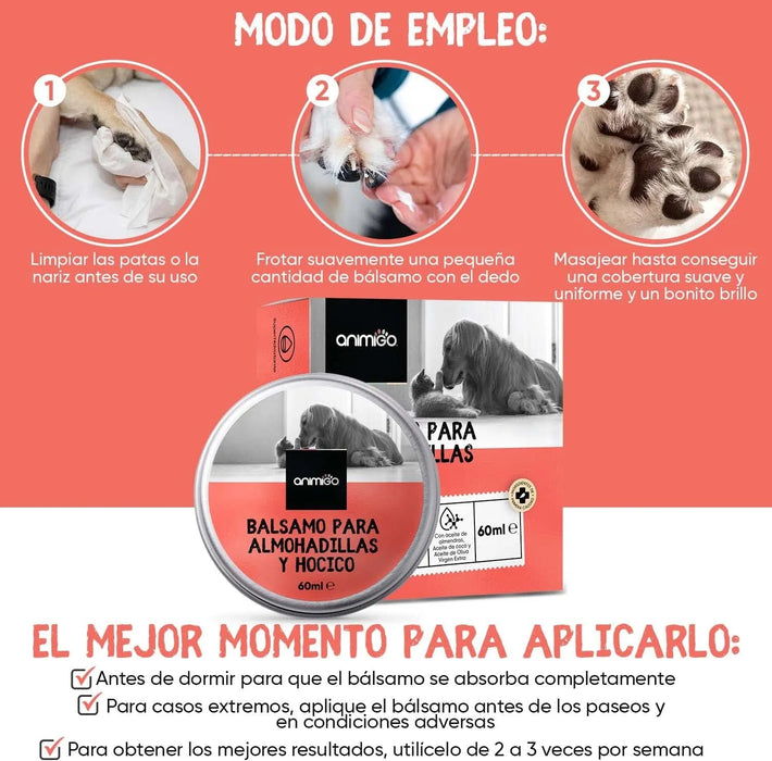 Bálsamo Protetor de almofadas das patas e de nariz de cães e gatos, creme hidratante natural, com cera de abelha e óleos essenciais, para irritação, comichão e pele rachada e seca - PetDoctors - Loja Online