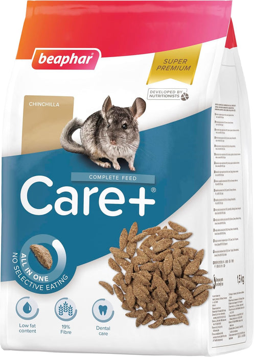 Beaphar Care+ Alimento para chinchila 1,5 kg - nutrição completa, sabor natural - PetDoctors - Loja Online