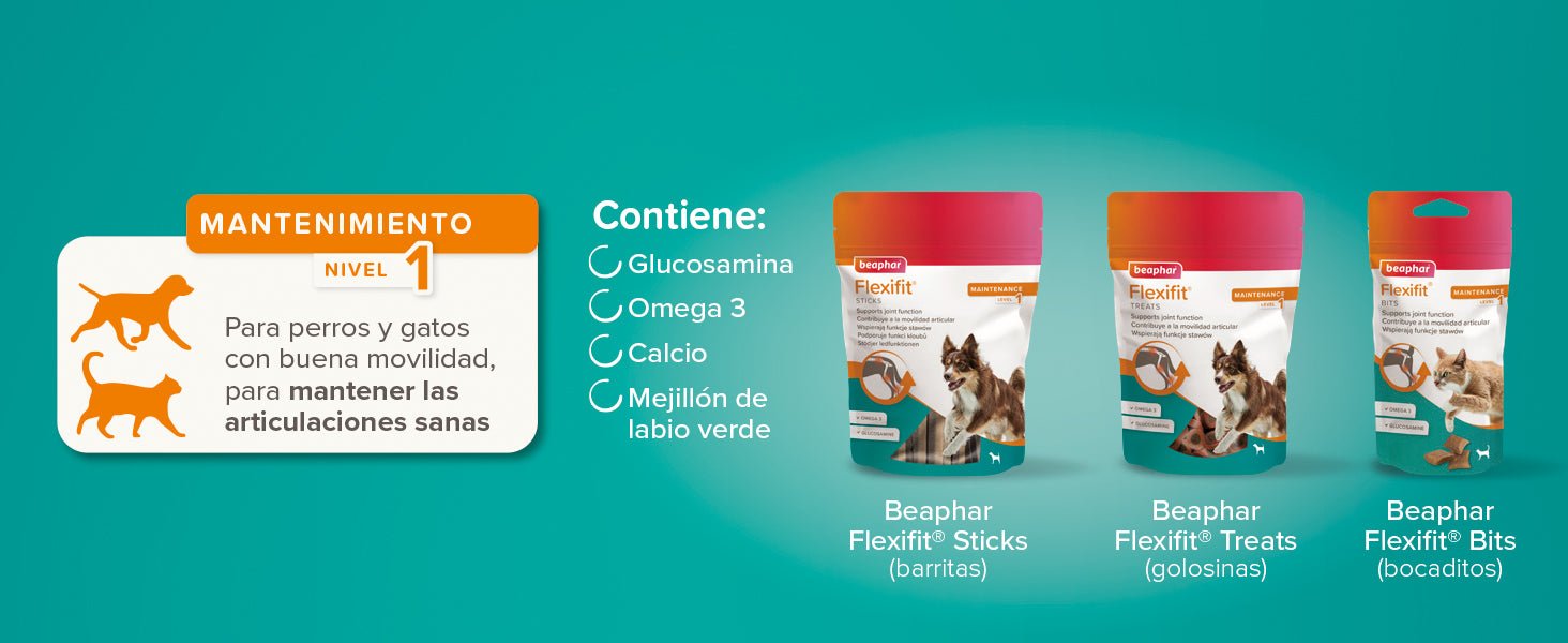 Beaphar Flexifit bits - Snack articular para gatos - sabor a peixe, ômega 3, glucosamina - 35 g - PetDoctors - Loja Online