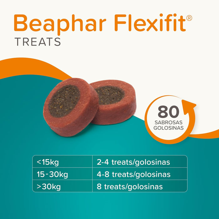 Beaphar Flexifit Treats Snack articular para cães ativos - sabor de carne, ômega 3, glucosamina e cálcio - 150 g - PetDoctors - Loja Online