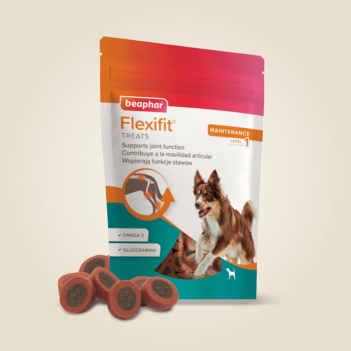 Beaphar Flexifit Treats Snack articular para cães ativos - sabor de carne, ômega 3, glucosamina e cálcio - 150 g - PetDoctors - Loja Online