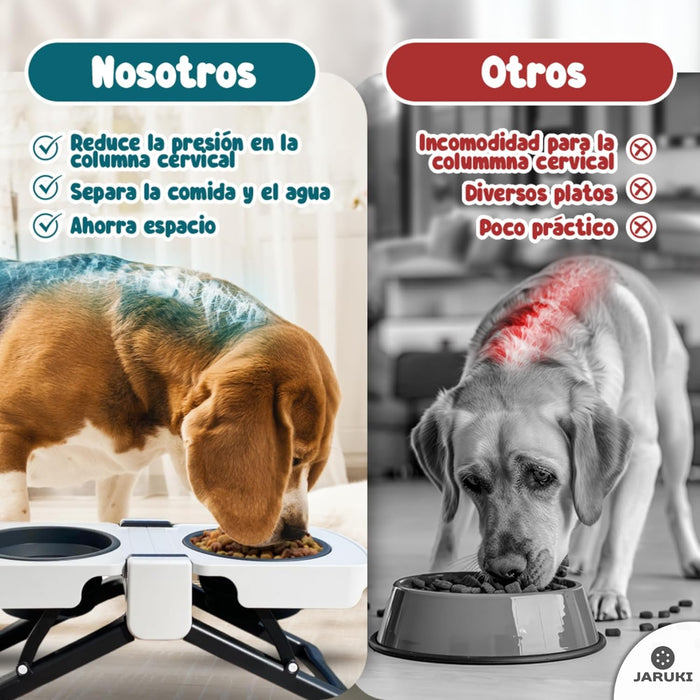 Bebedor e Comedor elevado e portátil para cães e gatos | dobrável | design compacto e alças integradas ideal para viagem - PetDoctors - Loja Online