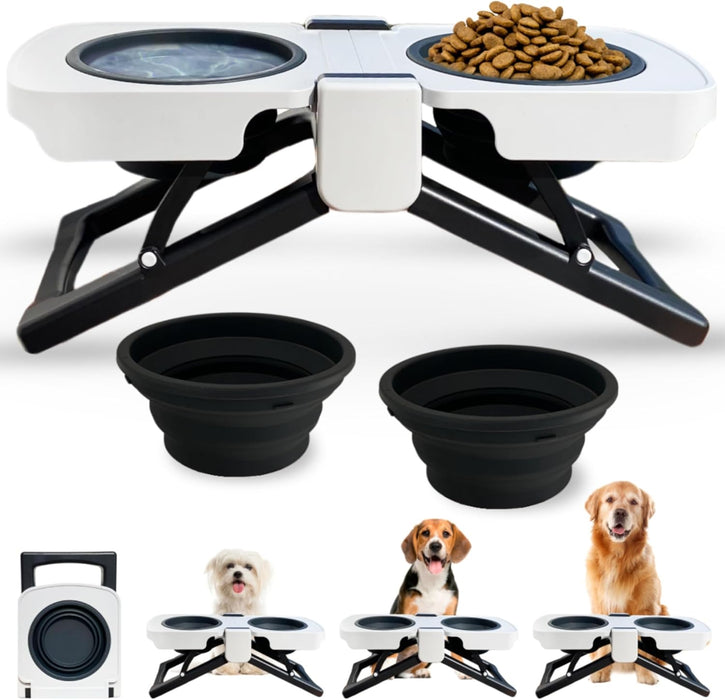 Bebedor e Comedor elevado e portátil para cães e gatos | dobrável | design compacto e alças integradas ideal para viagem - PetDoctors - Loja Online