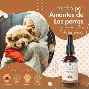 Belly Óleo de cânhamo ômega 3 e 6 para cão, 100 ml - complemento alimentar para a pele e a pelagem - ajuda na ansiedade - rico em vitaminas A, B, E, C e D - PetDoctors - Loja Online