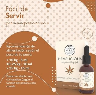 Belly Óleo de cânhamo ômega 3 e 6 para cão, 100 ml - complemento alimentar para a pele e a pelagem - rico em vitaminas A, B, E, C e D - PetDoctors - Loja Online