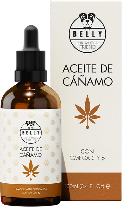 Belly Óleo de cânhamo ômega 3 e 6 para cão, 100 ml - complemento alimentar para a pele e a pelagem - rico em vitaminas A, B, E, C e D - PetDoctors - Loja Online