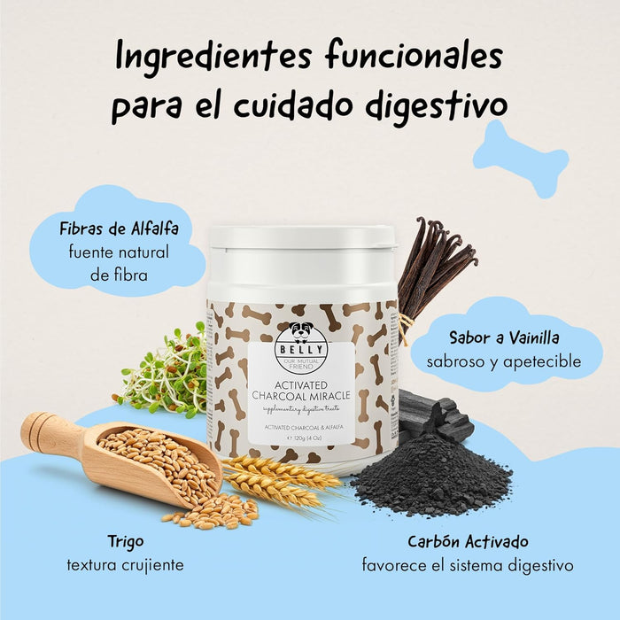 Belly® Snack de carvão ativado para cães - melhora a digestão e absorve toxinas - Reduz os mau - cheiros, snack para cães com vitaminas e antioxidantes e alfafa - PetDoctors - Loja Online