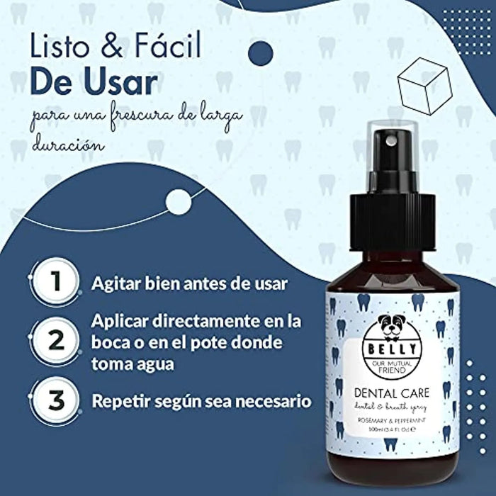 Belly Spray Dental para Cães com Óleo de Menta e Rosmaninho - Elimina o Mau Hálito (100ml) - PetDoctors - Loja Online