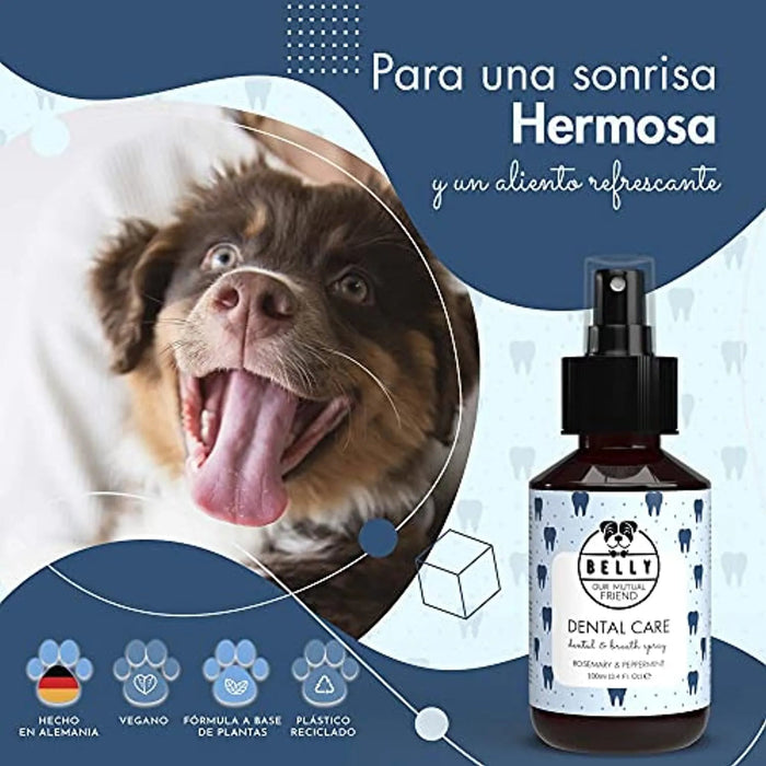 Belly Spray Dental para Cães com Óleo de Menta e Rosmaninho - Elimina o Mau Hálito (100ml) - PetDoctors - Loja Online