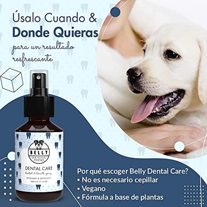 Belly Spray Dental para Cães com Óleo de Menta e Rosmaninho - Elimina o Mau Hálito (100ml) - PetDoctors - Loja Online