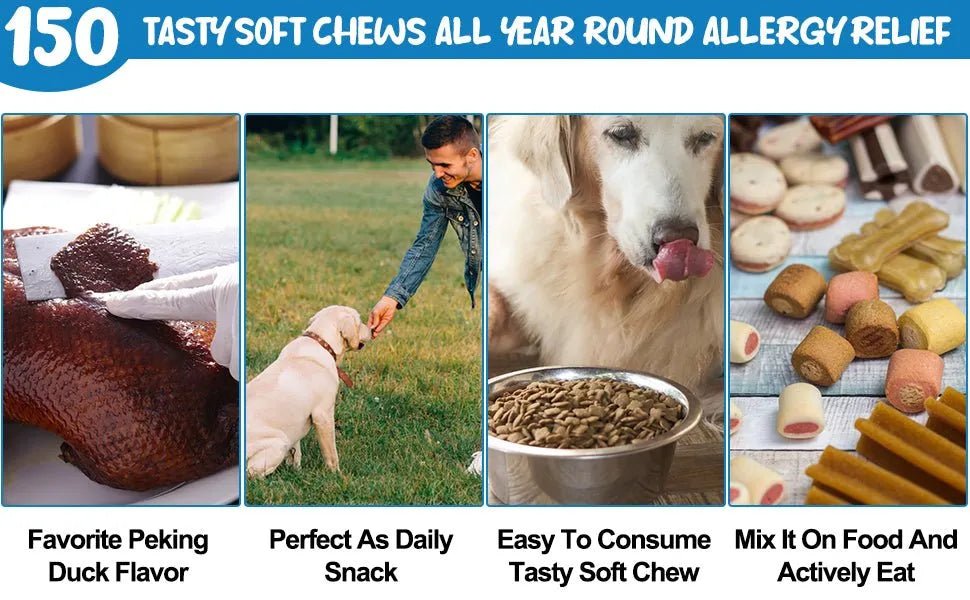 Biscoitos para alívio de alergias e comichões, para cães (30 unidades de sabor a pato), snack anticomichão - PetDoctors - Loja Online