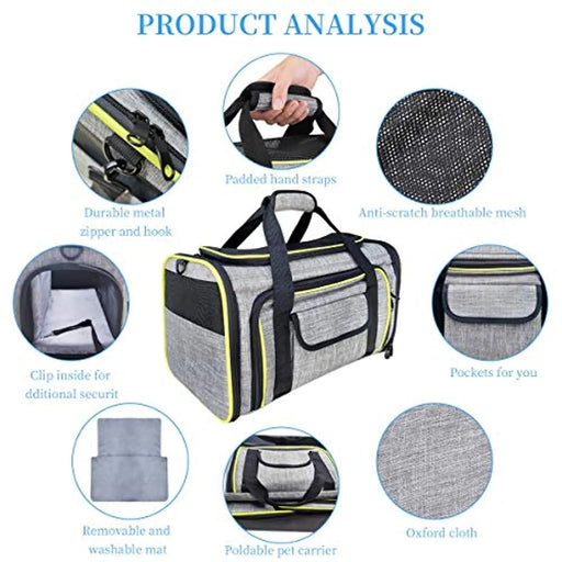 Bolsa de transporte para Cães, Gatos ou Coelhos, dobrável, respirável, com colchão macio, 43 x 28 x 28 cm - PetDoctors - Loja Online