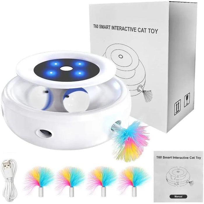 Brinquedo Interativo para Gatos - Elétrico - Giratório 360° - 2 em 1: com molas de extensão aleatórias e bola orbital - PetDoctors - Loja Online
