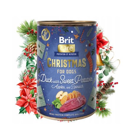 Brit Care Dog Christmas Meal - Pato com batata doce, mação e espinafres (latinha de 400g) - PetDoctors - Loja Online