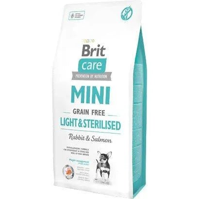 Brit Care Dog Mini Light & Sterilized Grain - free | Rabbit & Salmon | 400 g | 2 Kg | Para cães adultos de raças miniatura com excesso de peso ou esterilizados - PetDoctors - Loja Online