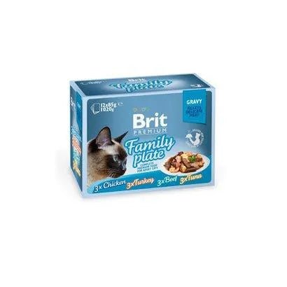 Brit Premium by Nature Cat Delicate Fillets in Gravy Family Plate Multipack | Wet (Saqueta) | 12 x 85 gramas - PetDoctors - Loja Online