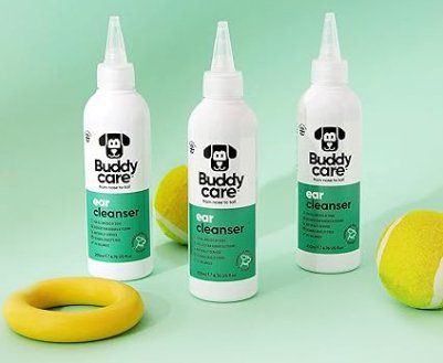 Buddycare Limpador de orelhas para cães | Solução calmante de limpeza de ouvidos para cães | ingredientes de origem natural com aloé vera 200 ml - PetDoctors - Loja Online