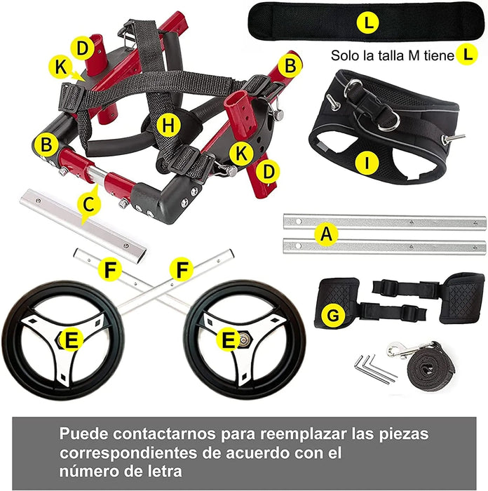 Cadeira de Rodas / Andarilho para Cães, Ajustável, para pernas traseiras incapacitadas - PetDoctors - Loja Online