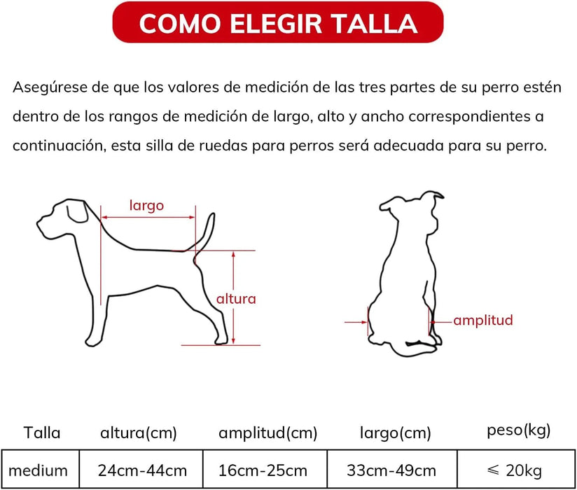 Cadeira de Rodas / Andarilho para Cães, Ajustável, para pernas traseiras incapacitadas - PetDoctors - Loja Online