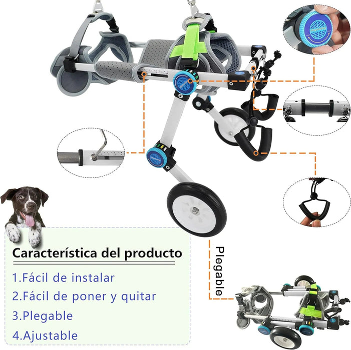 Cadeira de rodas para cães / cadeira de rodas ajustável, ajuda animais pequenos com pernas traseiras paralisadas a restaurar a mobilidade 2 cores (XS branco) - PetDoctors - Loja Online