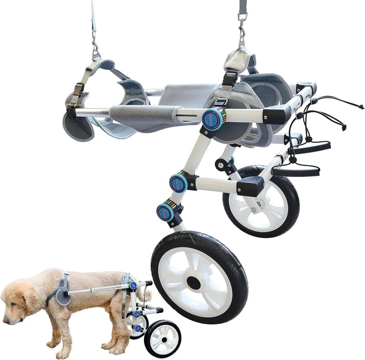 Cadeira de rodas para cães / cadeira de rodas ajustável, ajuda animais pequenos com pernas traseiras paralisadas a restaurar a mobilidade 2 cores (XS branco) - PetDoctors - Loja Online