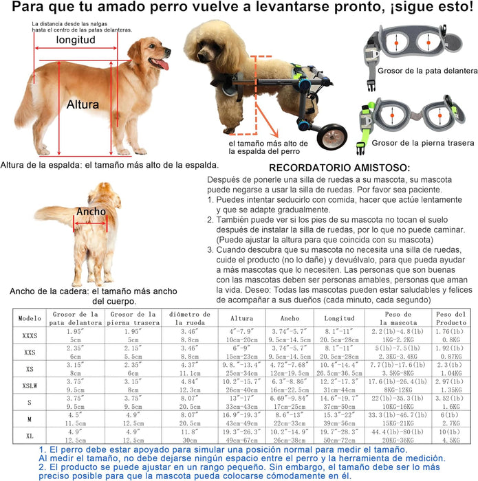 Cadeira de rodas para cães / cadeira de rodas ajustável, ajuda animais pequenos com pernas traseiras paralisadas a restaurar a mobilidade 2 cores (XS branco) - PetDoctors - Loja Online