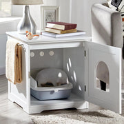 Caixa de Areia para gatos com porta de entrada 48,5 x 51 x 51,5 cm, (cinzento ou branco) - PetDoctors - Loja Online