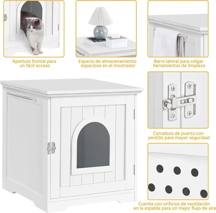 Caixa de Areia para gatos com porta de entrada 48,5 x 51 x 51,5 cm, (cinzento ou branco) - PetDoctors - Loja Online
