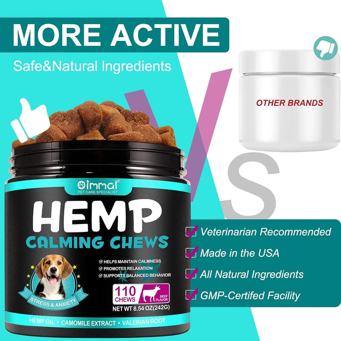 Calmante Mastigável para Cães, ajuda a promover o relaxamento, reduz o stress e a ansiedade - sabor de carne bovina (242 g, 110 comprimidos) - PetDoctors - Loja Online