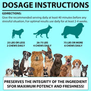 Calmante Mastigável para Cães, ajuda a promover o relaxamento, reduz o stress e a ansiedade - sabor de carne bovina (242 g, 110 comprimidos) - PetDoctors - Loja Online