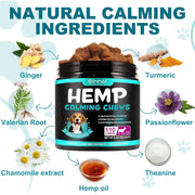 Calmante Mastigável para Cães, ajuda a promover o relaxamento, reduz o stress e a ansiedade - sabor de carne bovina (242 g, 110 comprimidos) - PetDoctors - Loja Online