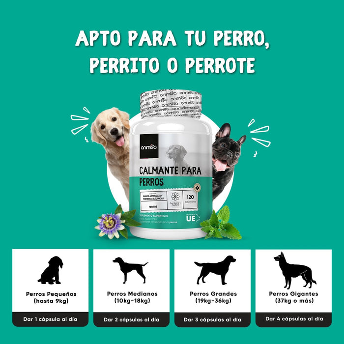 Calmante para cães - 120 cápsulas anti - stress, sem sabor - tranquilizante natural, para cães e cachorros, com vitamina B1 e magnésio relaxante e alívio para a ansiedade - PetDoctors - Loja Online