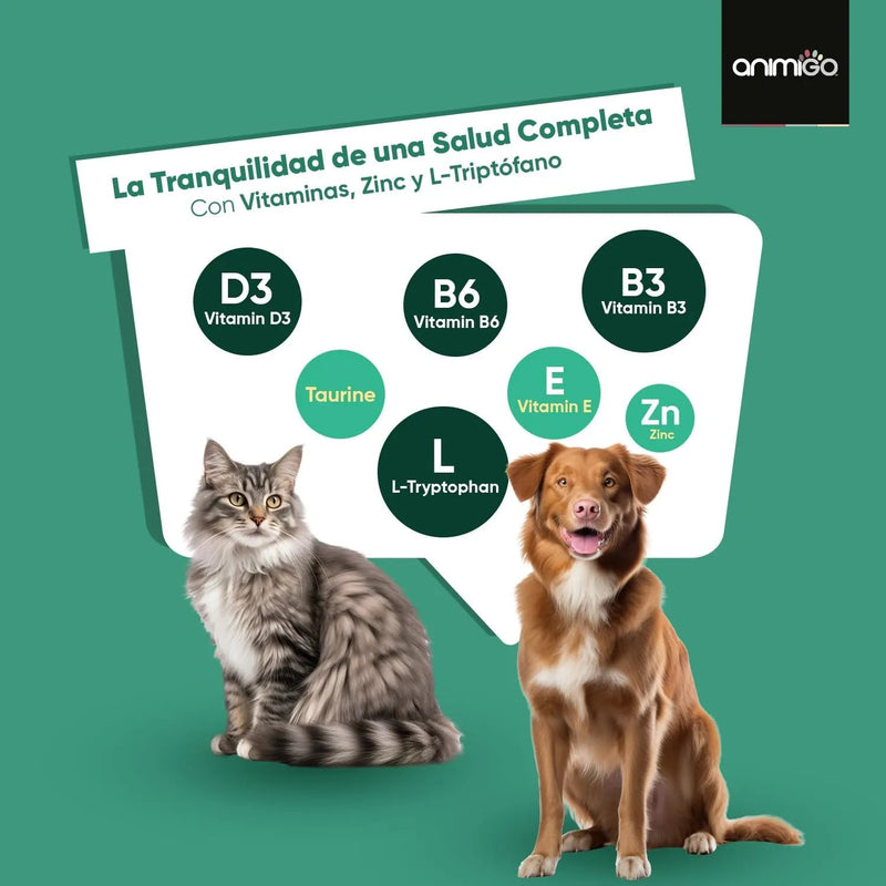 Calmante para cães e gatos em gotas, 100 ml com vitaminas, zinco e L - triptófano - Tranquilizante natural para animais de estimação - PetDoctors - Loja Online