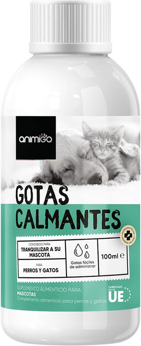 Calmante para cães e gatos em gotas, 100 ml com vitaminas, zinco e L - triptófano - Tranquilizante natural para animais de estimação - PetDoctors - Loja Online