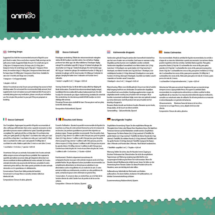 Calmante para cães e gatos em gotas, 100 ml com vitaminas, zinco e L - triptófano - Tranquilizante natural para animais de estimação - PetDoctors - Loja Online