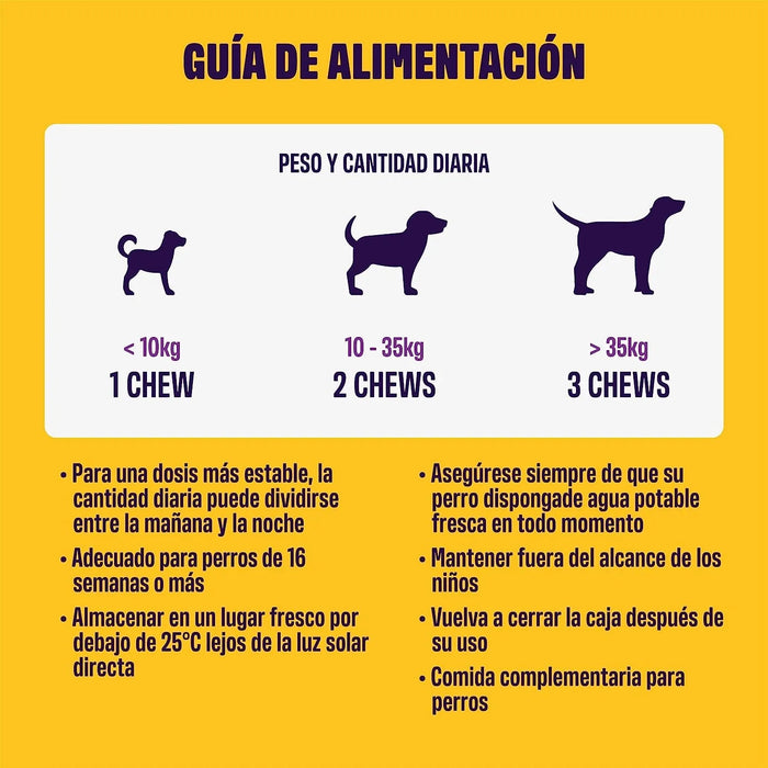 Calming - Complemento alimentar para cães, anti - stress e ansiedade - Valeriana, camomila, melatonina - sem corantes nem conservantes, 60 deliciosas golosinas de frango, 270 g - PetDoctors - Loja Online