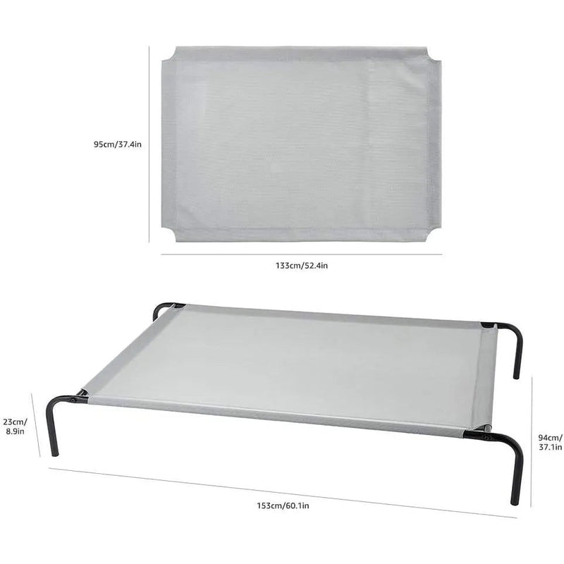 Cama elevada transpirável para Cães, extra - grande (153 x 94 x 23 cm), Cinzenta - PetDoctors - Loja Online