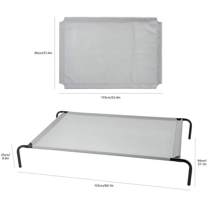 Cama elevada transpirável para Cães, extra - grande (153 x 94 x 23 cm), Cinzenta - PetDoctors - Loja Online